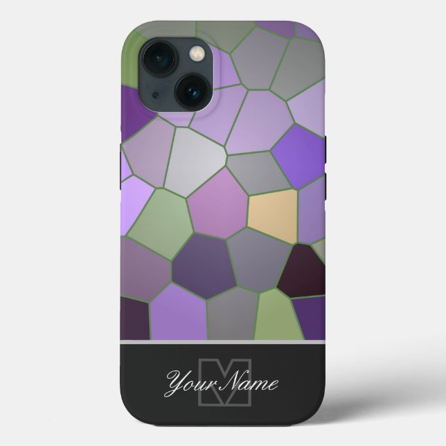 Farbige Mosaikfliesen mit Monogram! Case-Mate iPh iPhone Hülle (Rückseite)