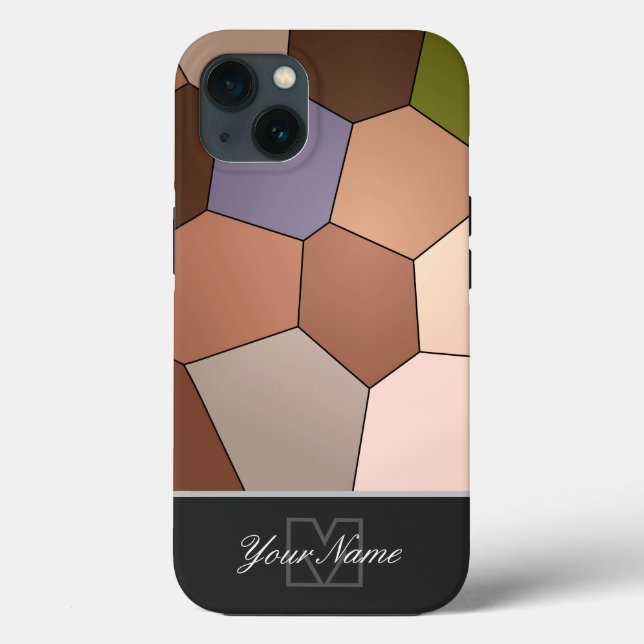 Farbige Mosaikfliesen mit Monogram! Case-Mate iPh iPhone Hülle (Rückseite)