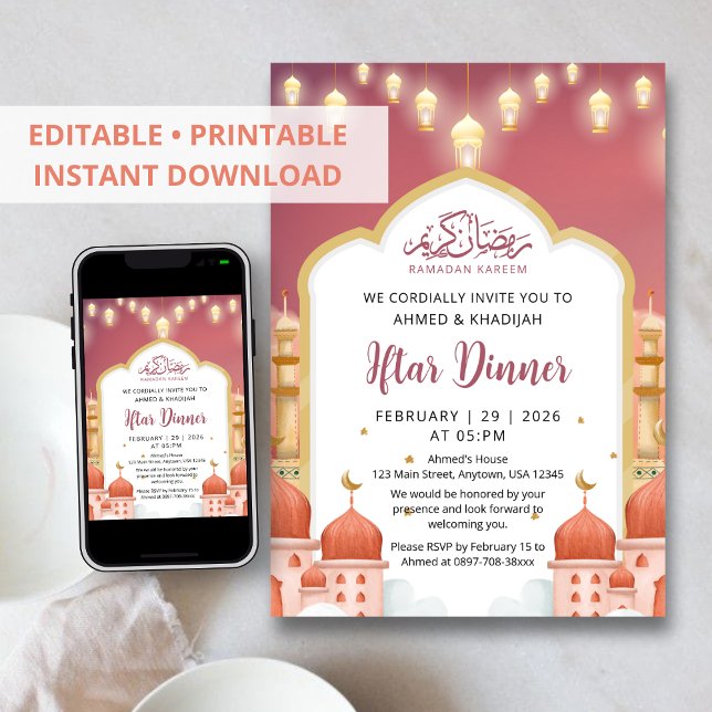 Farbige Moschee-Illustration Ramadan-Iftar-Abendes Einladung (Von Creator hochgeladen)
