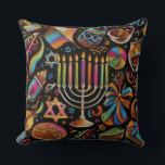 Farbige Motive Hanukkah Menorah Kissen<br><div class="desc">Farbige Motive Hanukkah Menorah</div>