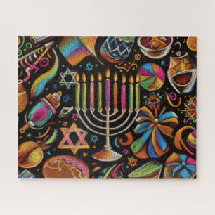 Farbige Motive Hanukkah Menorah Puzzle