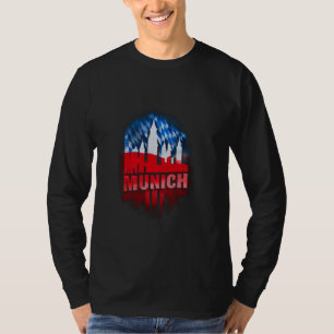 Farbige Münchner Skyline Aquarell Kunst München Ba T-Shirt
