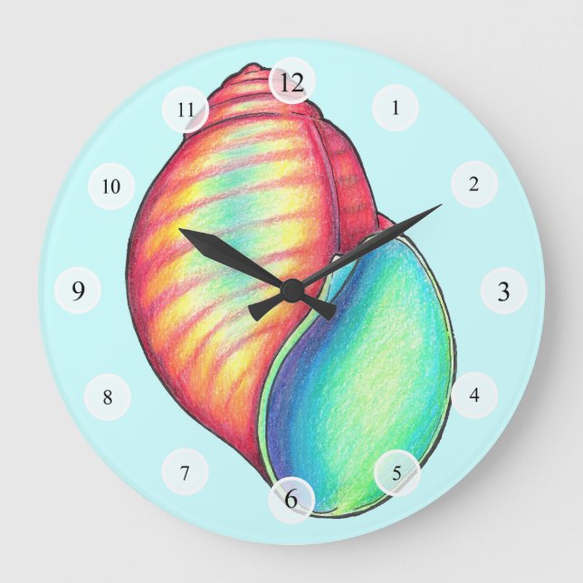 Farbige Muschel Große Wanduhr (Vorderseite)
