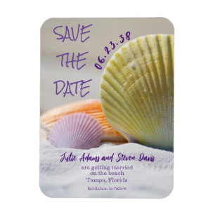 Farbige Muschel-Hochzeits-Save-the-Date-Magnete Magnet