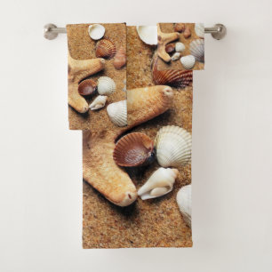 Farbige Muscheln am Sand Badhandtuch Set