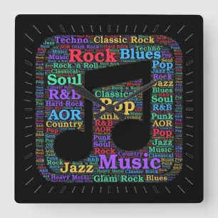 Farbige Musik Genres Quadratische Wanduhr