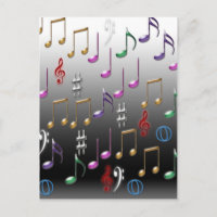 Farbige musikalische Noten auf grauem Hintergrund