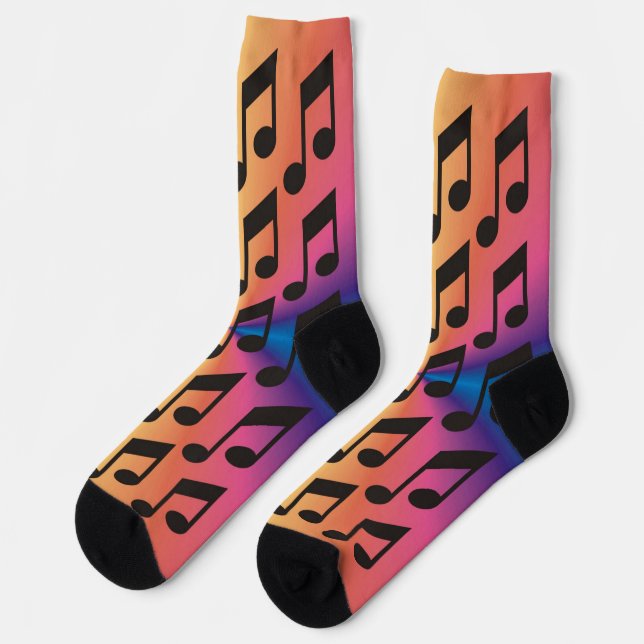 Farbige Musiknote Crew Socken (Linkes Detail)