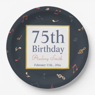 Farbige Musiknote Geburtstag Pappteller