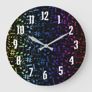Farbige Musiknoten Musiker Musikliebhaber Große Wanduhr