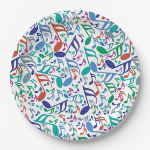 Farbige Musiknoten Pappteller