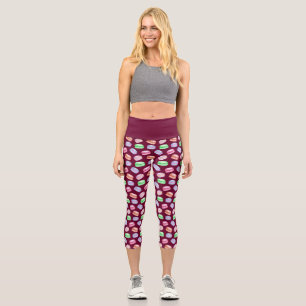 Farbige Muster Cookies Macarons Dessert Capri Leggings