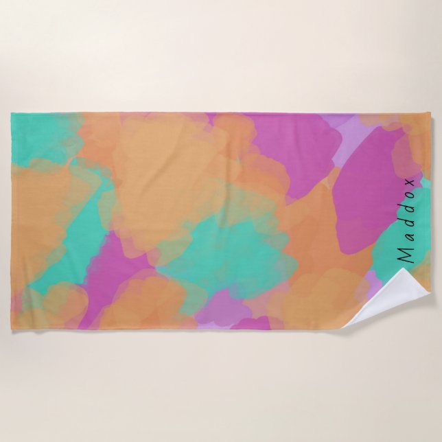 Farbige, mutige Moderne Künstlermuster + Individue Strandtuch (Vorderseite)