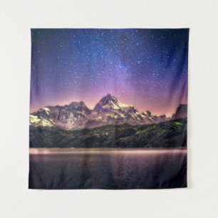 Farbige nächtliche Himmel-Landschaft mit sternenkl Wandteppich