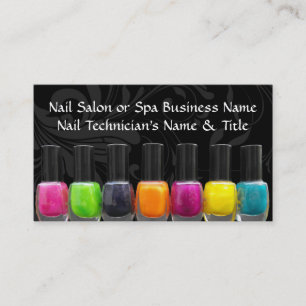 Farbige Nagellackflaschen, Nagelstudio Visitenkarte
