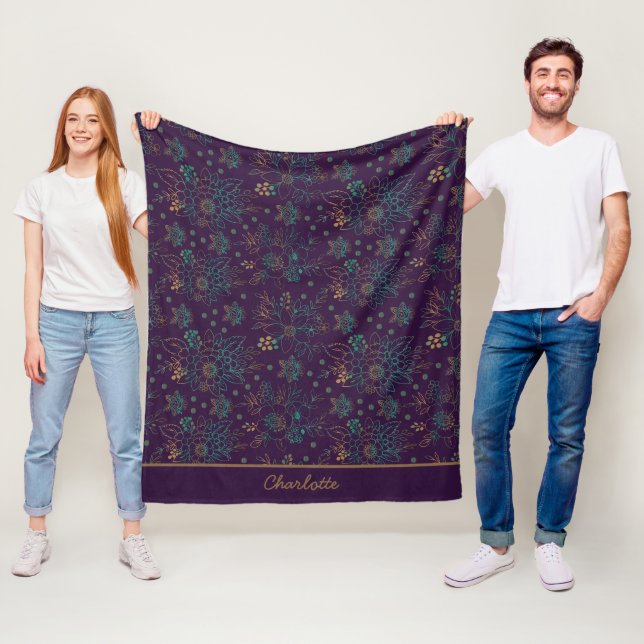 Farbige, nahtlose Blumenmuster personalisierter Na Fleecedecke (Beispiel)