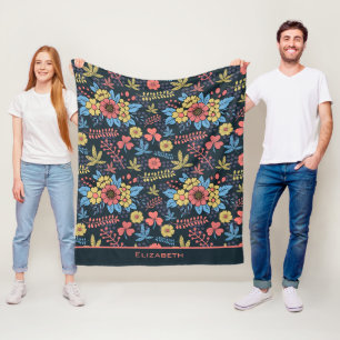 Farbige, nahtlose Blumenmuster personalisierter Na Fleecedecke