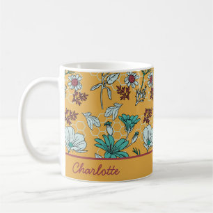 Farbige, nahtlose Blumenmuster personalisierter Na Kaffeetasse