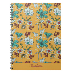 Farbige, nahtlose Blumenmuster personalisierter Na Notizblock