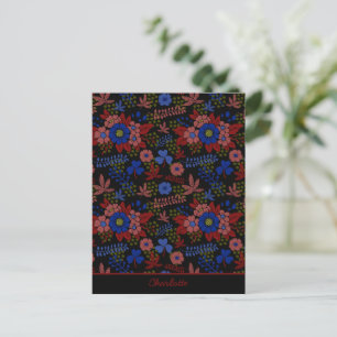 Farbige, nahtlose Blumenmuster personalisierter Na Postkarte