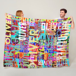 Farbige Namen Replizierte Art Muster Typografie Fleecedecke