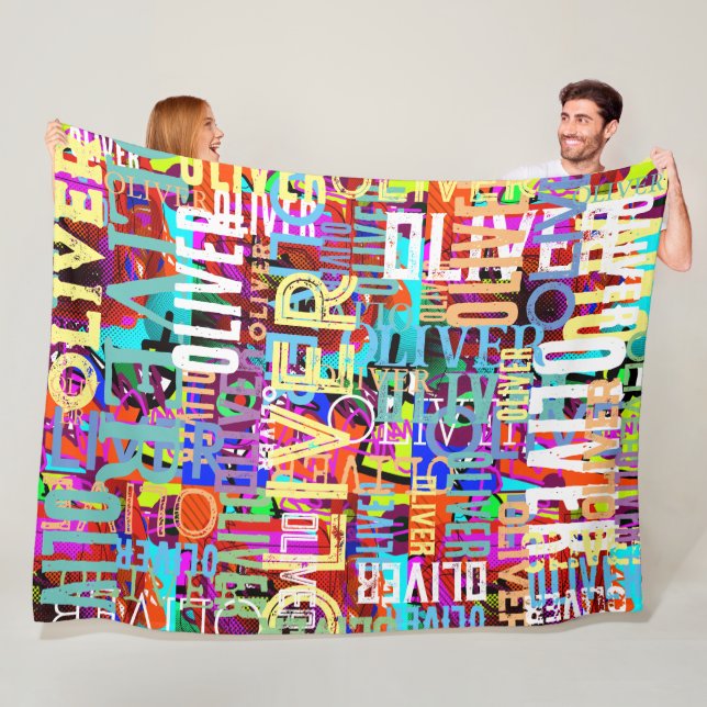 Farbige Namen Replizierte Art Muster Typografie Fleecedecke (Beispiel)