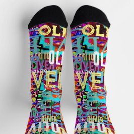 Farbige Namen Replizierte Art Muster Typografie Socken