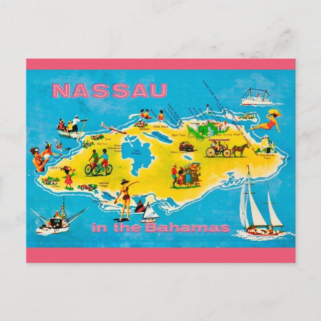Farbige Nassau-Karte Postkarte (Vorderseite)
