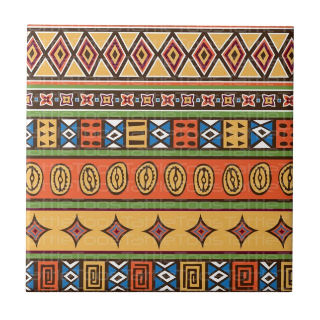 Farbige Native Tribal Muster Keramik Tile Fliese (Vorderseite)