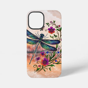 Farbige Natur Lebendige Libelle Florale Kunst iPhone 12 Mini Hülle