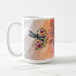Farbige Natur Lebendige Libelle Florale Kunst Kaffeetasse