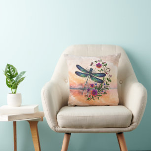 Farbige Natur Lebendige Libelle Florale Kunst Kissen
