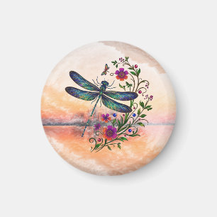 Farbige Natur Lebendige Libelle Florale Kunst Magnet