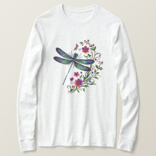 Farbige Natur Lebendige Libelle Florale Kunst  T-Shirt