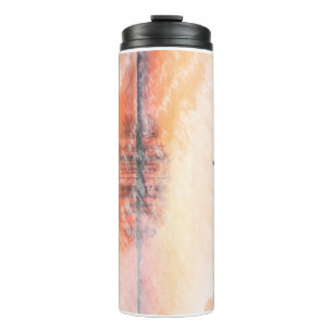 Farbige Natur Lebendige Libelle Florale Kunst  Thermosbecher