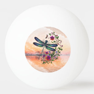 Farbige Natur Lebendige Libelle Florale Kunst  Tischtennisball