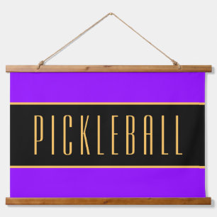Farbige Nebel Lila Streifen Tall PICKLEBALL Text Wandteppich Mit Holzrahmen