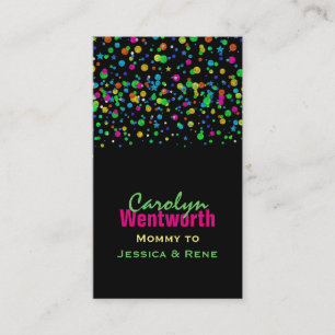 Farbige Neon Confetti Mommy Networking Card Telefonnummerkarte