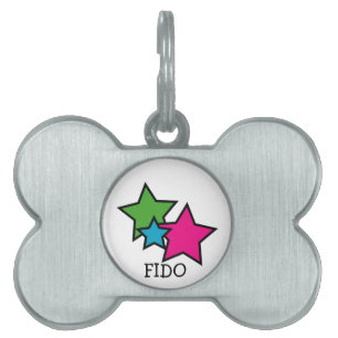 Farbige Neon-Stern-Trio-Personalisierung  Tiermarke