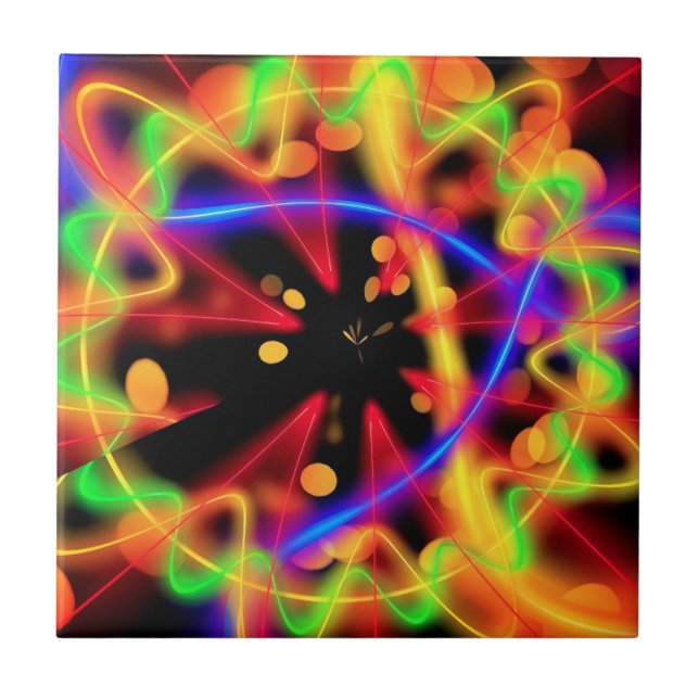 Farbige Neonlichtmuster Keramik Tile Fliese (Vorderseite)