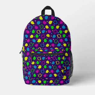 Farbige Neonpunkte und Formen Retromuster Bedruckter Rucksack