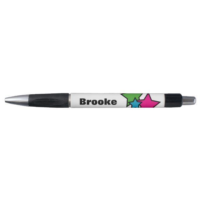 Farbige Neonstars personalisieren Kugelschreiber (Vorderseite)