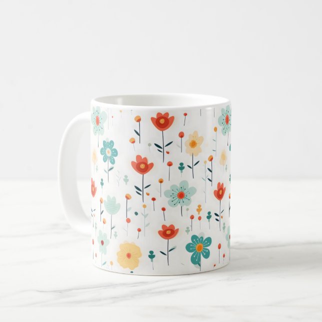 Farbige Niedliche Blume Muster Kaffeetasse (Vorderseite Links)
