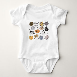 Farbige Niedliche Funny Cats & Paw Muster Baby Strampler