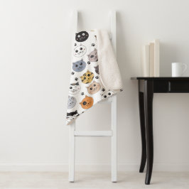 Farbige Niedliche Funny Cats & Paw Muster Sherpadecke