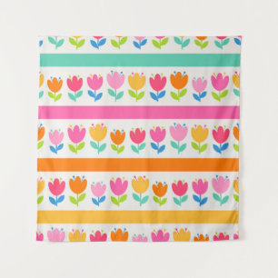 Farbige, niedliche, handgezogene Tulpen nahtloses  Wandteppich
