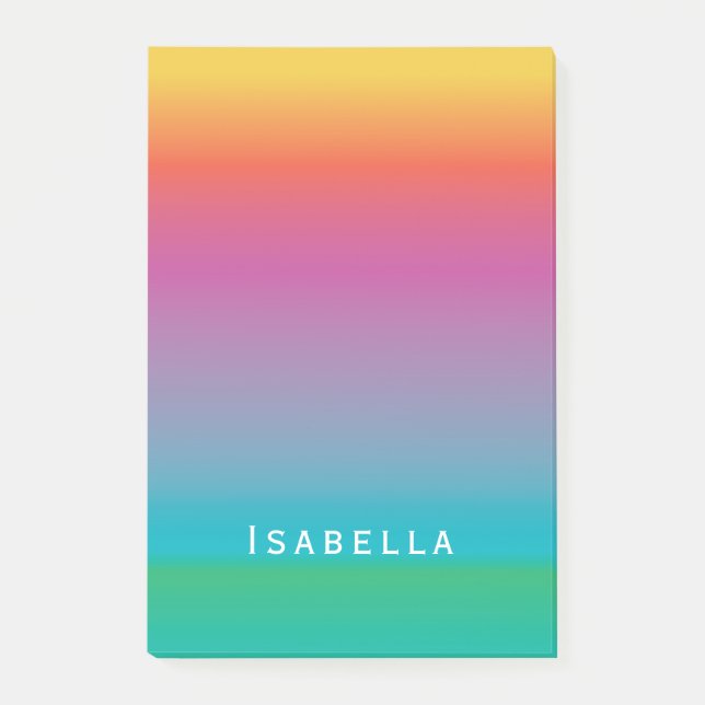 Farbige Niedliche Regenbogenfarben Ombre Monogram Post-it Klebezettel (Vorderseite)