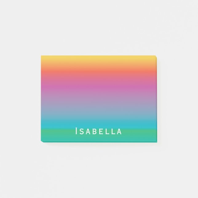 Farbige Niedliche Regenbogenfarben Ombre Monogram Post-it Klebezettel (Vorderseite)