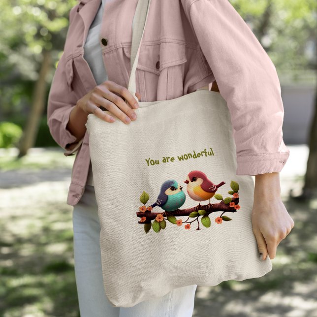 Farbige niedliche Vögel Cartoon Tote Beutel Tragetasche (Colored cute birds cartoon Tote Bag
)