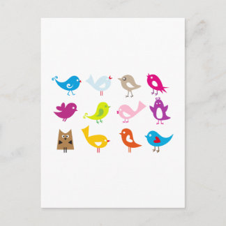 Farbige niedliche Vögel Postkarte